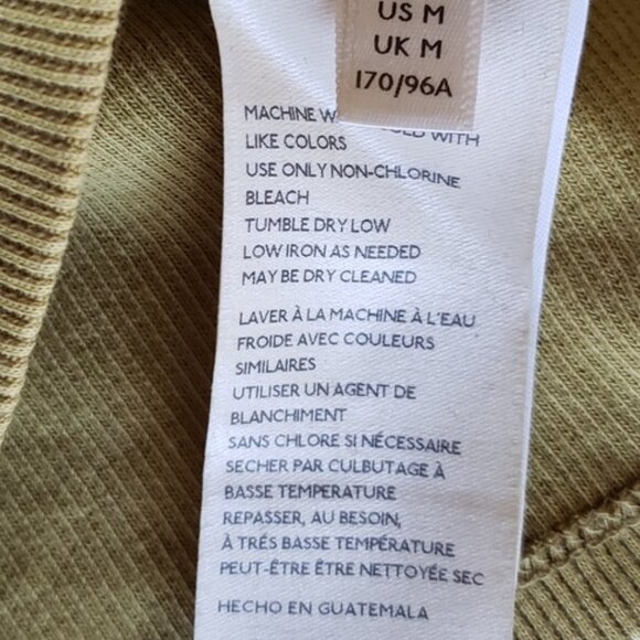 Anthropologie Shirt Womens M Green Ribbed Short Sleeve Cotton Mock Neck Tee - Picture 7 of 8